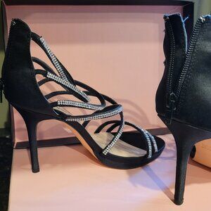 Women's Nina Black Luster Sat  Fancy dress shoes with zipper; size 7.5 M